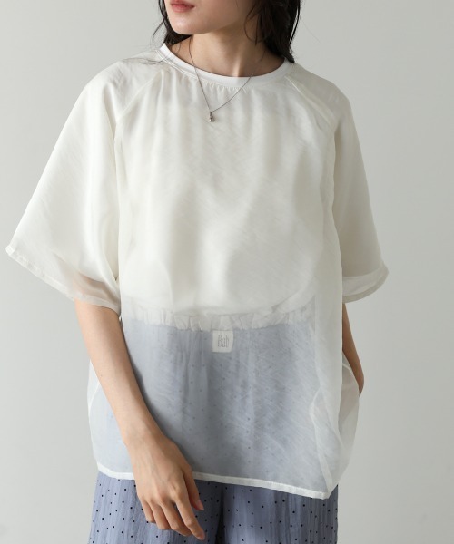 Bab（バブ）の「シアーレイヤードライクカットソー（Tシャツ/カットソー・レディース・チャコールグレー/グリーン/アイボリー/モカ・FREE）」の13枚目の写真