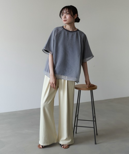 Bab（バブ）の「シアーレイヤードライクカットソー（Tシャツ/カットソー・レディース・チャコールグレー/グリーン/アイボリー/モカ・FREE）」の16枚目の写真