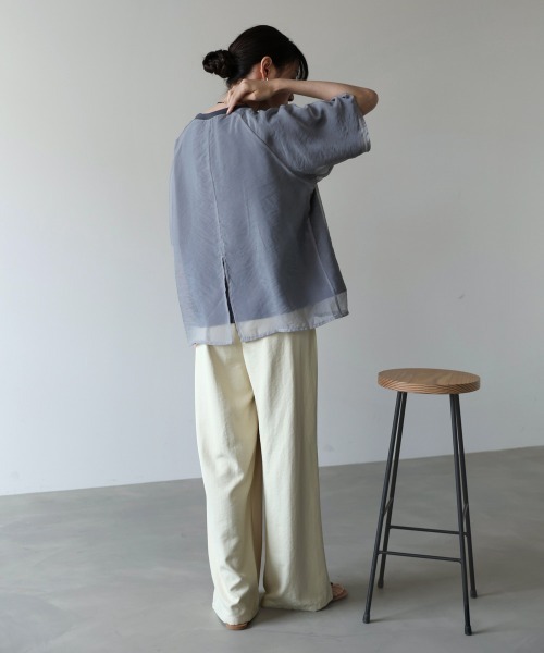Bab（バブ）の「シアーレイヤードライクカットソー（Tシャツ/カットソー・レディース・チャコールグレー/グリーン/アイボリー/モカ・FREE）」の21枚目の写真