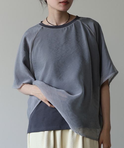 Bab（バブ）の「シアーレイヤードライクカットソー（Tシャツ/カットソー・レディース・チャコールグレー/グリーン/アイボリー/モカ・FREE）」の22枚目の写真