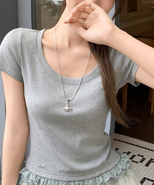 SallyLunn(サリーラン)の「【大人ガーリー】レトロレースコンパクトTシャツ(Tシャツ/カットソー・レディース・ホワイト/グレー・MEDIUM/LARGE)」の7枚目の写真