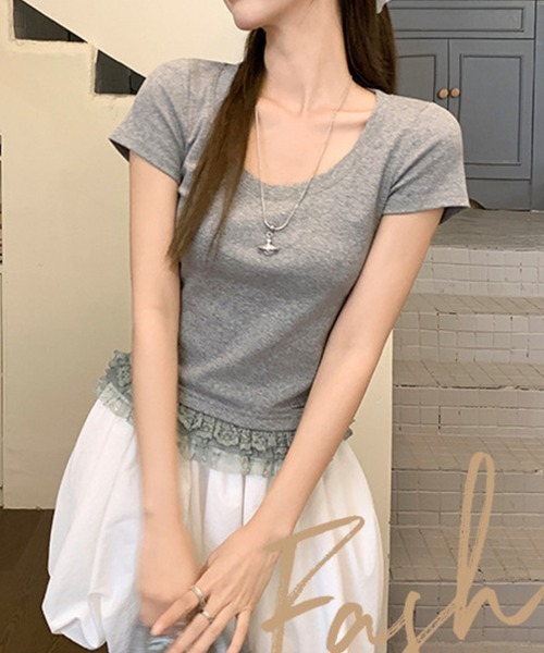 SallyLunn(サリーラン)の「【大人ガーリー】レトロレースコンパクトTシャツ(Tシャツ/カットソー・レディース・ホワイト/グレー・MEDIUM/LARGE)」の9枚目の写真