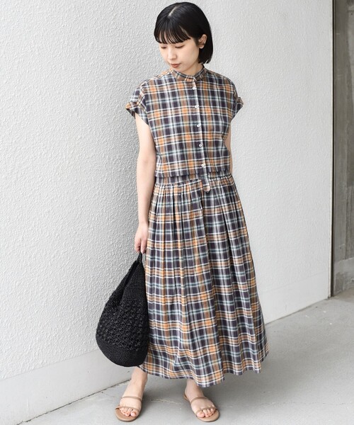 SHIPS Colors(シップス カラーズ)の「SHIPS Colors:〈手洗い可能〉マドラス チェック レイヤード ライク ワンピース◇(ワンピース・レディース・ブラウン/ピンク・ONE SIZE)」の20枚目の写真