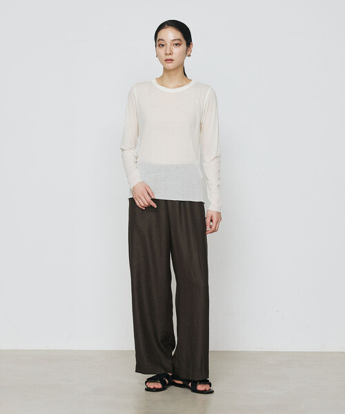 Gabardine K.T（ギャバジンケーティー）の「麻調合繊 ワイドパンツ（その他パンツ・レディース・ミント/ブラック/キナリ/ダークブラウン/グレー・7号/9号/11号）」の20枚目の写真