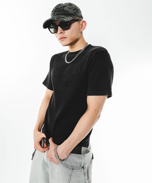 SHORT ROUND(ショートラウンド)の「SHORT ROUND/【26年春夏新作】ワッフルロゴT(Tシャツ/カットソー・メンズ・ブラック系その他・MEDIUM/LARGE)」の1枚目の写真