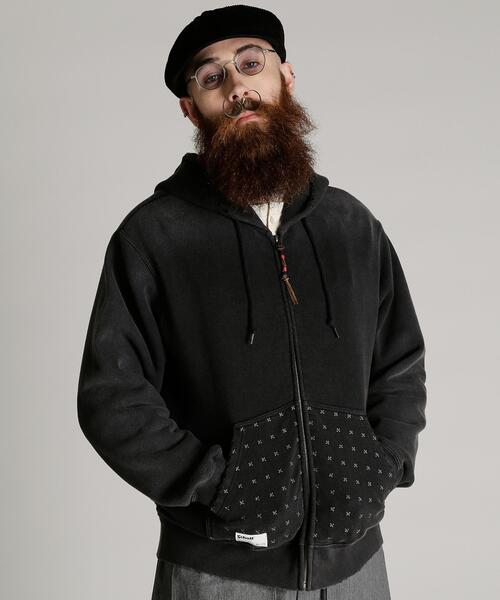Schott(ショット)の「Schott/ショット/ASING ZIP HOODED SWEAT/エイジング ジップ パーカー(パーカー・メンズ・ブラウン/ブラック・2XL/XL/L/M)」の3枚目の写真