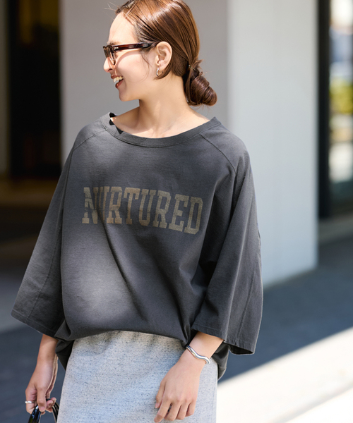 FRAMeWORK(フレームワーク)の「≪WEB限定 / 追加≫ハーフスリーブロゴTEE 2(Tシャツ/カットソー・レディース・ブラウン/ホワイト/チャコールグレー・FREE)」の14枚目の写真