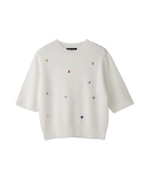 QUEENS COURT（クイーンズコート）の「カラービジューハーフスリーブニット（ニット/セーター）」