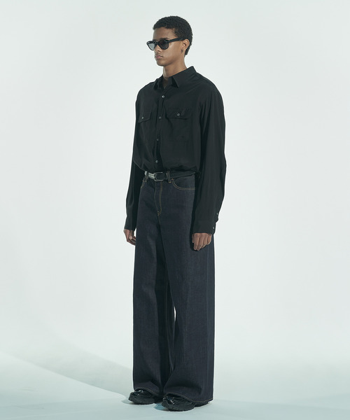 VICTIM(ヴィクティム)の「VICTIM ヴィクティム / RAYON SILK SHIRT プラットエアーインレーヨンシルクライクシャツ / VTM-26-S-002(シャツ/ブラウス・メンズ・ブラック/ラベンダー/ホワイト・1/2)」の4枚目の写真