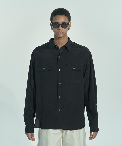 VICTIM(ヴィクティム)の「VICTIM ヴィクティム / RAYON SILK SHIRT プラットエアーインレーヨンシルクライクシャツ / VTM-26-S-002(シャツ/ブラウス・メンズ・ブラック/ラベンダー/ホワイト・1/2)」の14枚目の写真
