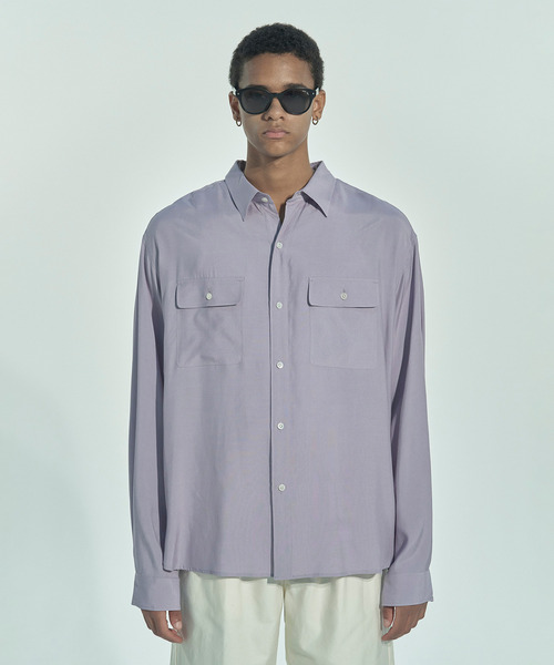 VICTIM(ヴィクティム)の「VICTIM ヴィクティム / RAYON SILK SHIRT プラットエアーインレーヨンシルクライクシャツ / VTM-26-S-002(シャツ/ブラウス・メンズ・ブラック/ラベンダー/ホワイト・1/2)」の15枚目の写真