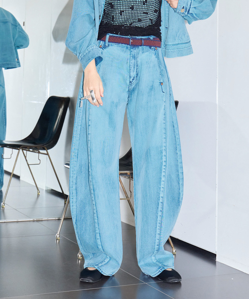 セール】SAYAKA DAVIS BARREL DENIM WPT500-DDN：デニムパンツ（デニム