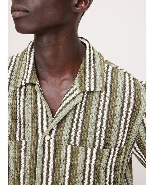 Banana Republic(バナナリパブリック)の「クロシェ ストライプ リゾートシャツ(シャツ/ブラウス・メンズ・オリーブ・S/M/L/XL)」の6枚目の写真