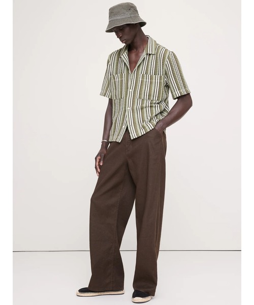 Banana Republic(バナナリパブリック)の「クロシェ ストライプ リゾートシャツ(シャツ/ブラウス・メンズ・オリーブ・S/M/L/XL)」の2枚目の写真