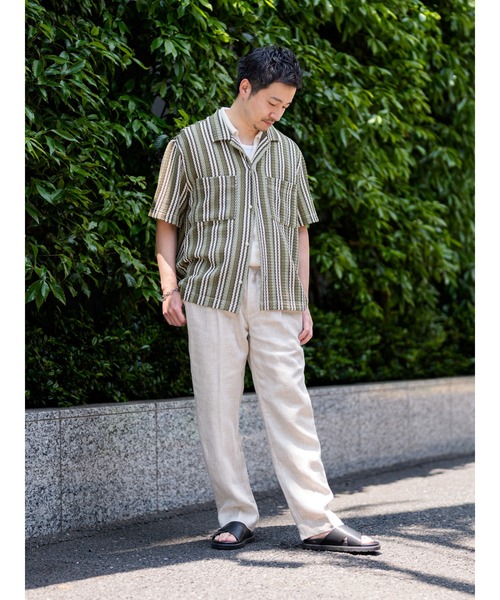 Banana Republic(バナナリパブリック)の「クロシェ ストライプ リゾートシャツ(シャツ/ブラウス・メンズ・オリーブ・S/M/L/XL)」の3枚目の写真