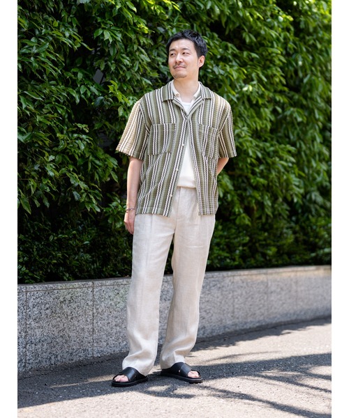 Banana Republic(バナナリパブリック)の「クロシェ ストライプ リゾートシャツ(シャツ/ブラウス・メンズ・オリーブ・S/M/L/XL)」の4枚目の写真