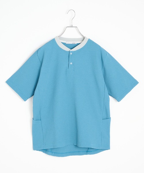 narifuri(ナリフリ)の「【narifuri】マルチワッフルヘンリーネックTシャツ NF1224(Tシャツ/カットソー・メンズ・チャコールグレー/ライトグレー/ホワイト/ブラック/ターコイズブルー・M/XL/S/L)」の7枚目の写真