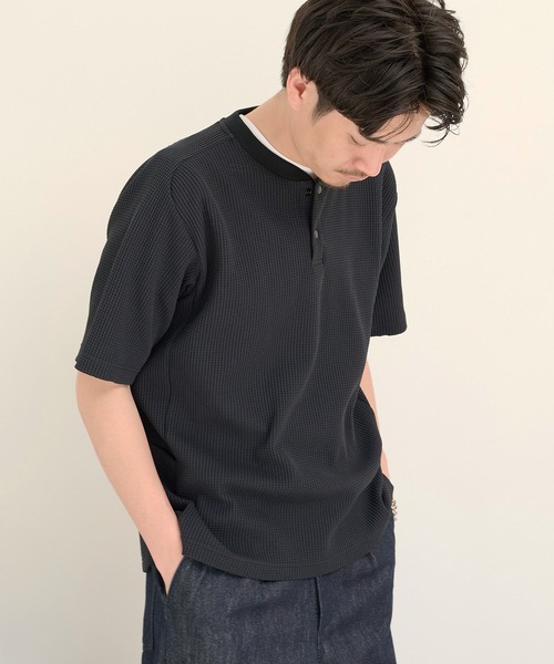 narifuri(ナリフリ)の「【narifuri】マルチワッフルヘンリーネックTシャツ NF1224(Tシャツ/カットソー・メンズ・チャコールグレー/ライトグレー/ホワイト/ブラック/ターコイズブルー・M/XL/S/L)」の21枚目の写真
