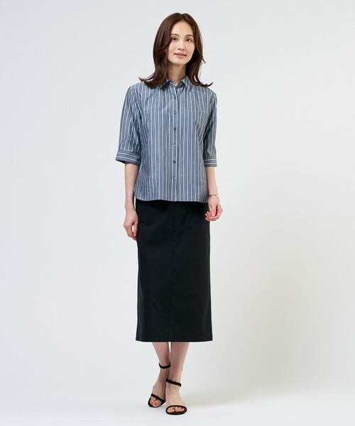 J.PRESS Ladies(J.プレス レディス)の「【シーンレスに活躍】セルロースカラミストライプ シャツ ブラウス(シャツ/ブラウス・レディース・ネイビー系1/ホワイト系1/オレンジ系1/スカイブルー系1・XS)」の10枚目の写真