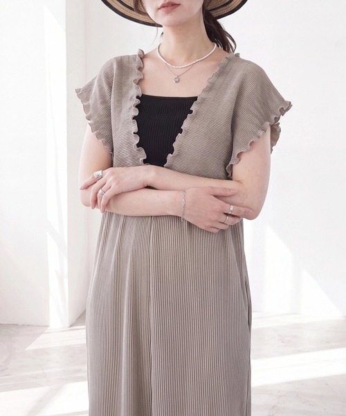 SELECT LEVERY(セレクトリベリー)の「ポケット付き セルフカット 2wayギャザーミニプリーツオールインワン(サロペット/オーバーオール・レディース・チャコール/グレイッシュベージュ/ブラック・FREE)」の6枚目の写真