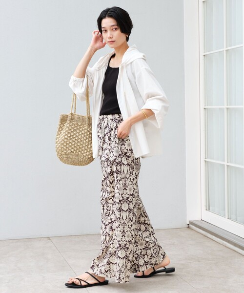 green label relaxing（グリーンレーベルリラクシング）の「［size SHORTあり］フード ギャザー シャツ  UVカット 通気性 吸水速乾（シャツ/ブラウス・レディース・オフホワイト/ダークブラウン/ベージュ・SHORT/FREE）」の6枚目の写真