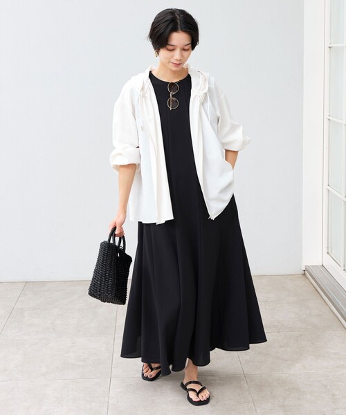 green label relaxing（グリーンレーベルリラクシング）の「［size SHORTあり］フード ギャザー シャツ  UVカット 通気性 吸水速乾（シャツ/ブラウス・レディース・オフホワイト/ダークブラウン/ベージュ・SHORT/FREE）」の10枚目の写真