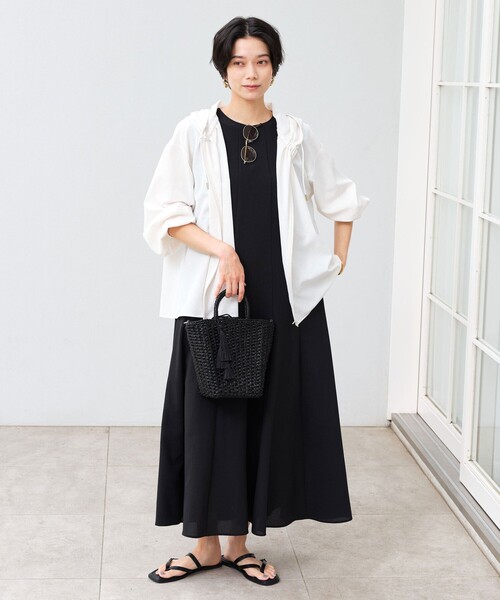 green label relaxing（グリーンレーベルリラクシング）の「［size SHORTあり］フード ギャザー シャツ  UVカット 通気性 吸水速乾（シャツ/ブラウス・レディース・オフホワイト/ダークブラウン/ベージュ・SHORT/FREE）」の11枚目の写真