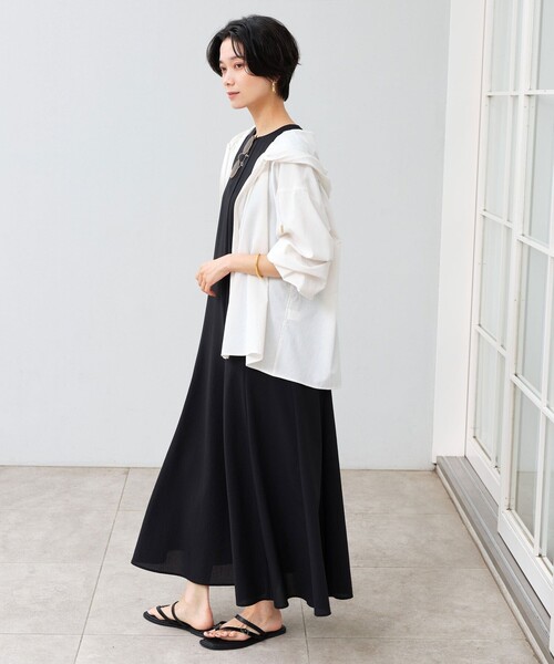 green label relaxing（グリーンレーベルリラクシング）の「［size SHORTあり］フード ギャザー シャツ  UVカット 通気性 吸水速乾（シャツ/ブラウス・レディース・オフホワイト/ダークブラウン/ベージュ・SHORT/FREE）」の12枚目の写真