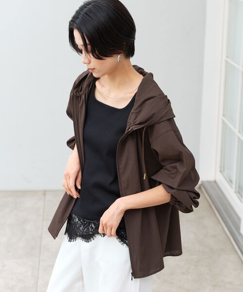green label relaxing（グリーンレーベルリラクシング）の「［size SHORTあり］フード ギャザー シャツ  UVカット 通気性 吸水速乾（シャツ/ブラウス・レディース・オフホワイト/ダークブラウン/ベージュ・SHORT/FREE）」の14枚目の写真