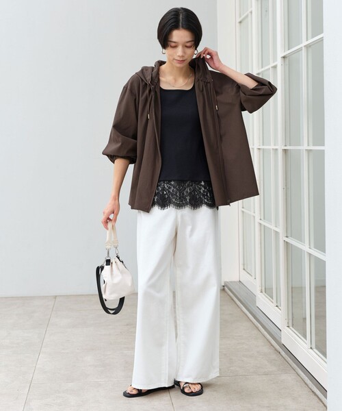 green label relaxing（グリーンレーベルリラクシング）の「［size SHORTあり］フード ギャザー シャツ  UVカット 通気性 吸水速乾（シャツ/ブラウス・レディース・オフホワイト/ダークブラウン/ベージュ・SHORT/FREE）」の20枚目の写真