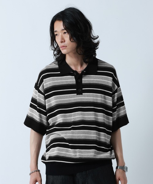 Border Knit Polo Shirt / ボーダーニットポロシャツ（ポロシャツ
