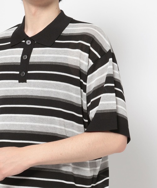 RAGEBLUE(レイジブルー)の「Border Knit Polo Shirt / ボーダーニットポロシャツ(ポロシャツ・メンズ・ブルー/ブラック/パープル・MEDIUM/LARGE)」の15枚目の写真