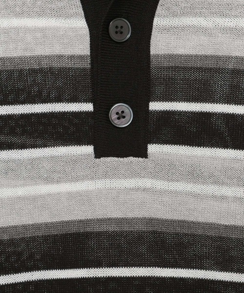 RAGEBLUE(レイジブルー)の「Border Knit Polo Shirt / ボーダーニットポロシャツ(ポロシャツ・メンズ・ブルー/ブラック/パープル・MEDIUM/LARGE)」の7枚目の写真