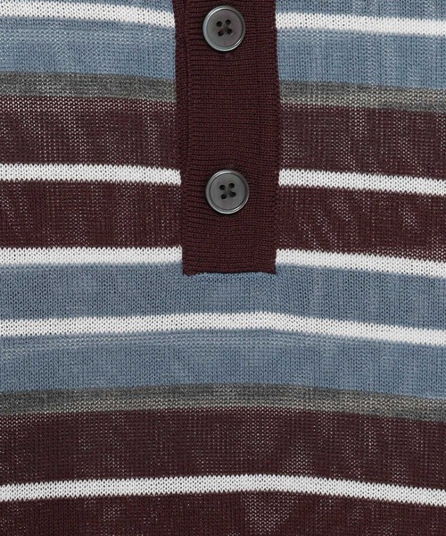 RAGEBLUE(レイジブルー)の「Border Knit Polo Shirt / ボーダーニットポロシャツ(ポロシャツ・メンズ・ブルー/ブラック/パープル・MEDIUM/LARGE)」の8枚目の写真
