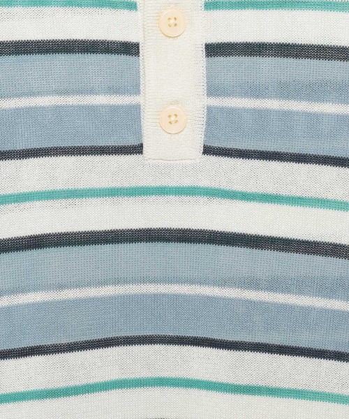 RAGEBLUE(レイジブルー)の「Border Knit Polo Shirt / ボーダーニットポロシャツ(ポロシャツ・メンズ・ブルー/ブラック/パープル・MEDIUM/LARGE)」の9枚目の写真