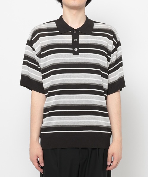 RAGEBLUE(レイジブルー)の「Border Knit Polo Shirt / ボーダーニットポロシャツ(ポロシャツ・メンズ・ブルー/ブラック/パープル・MEDIUM/LARGE)」の10枚目の写真