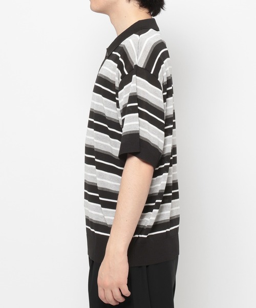 RAGEBLUE(レイジブルー)の「Border Knit Polo Shirt / ボーダーニットポロシャツ(ポロシャツ・メンズ・ブルー/ブラック/パープル・MEDIUM/LARGE)」の11枚目の写真