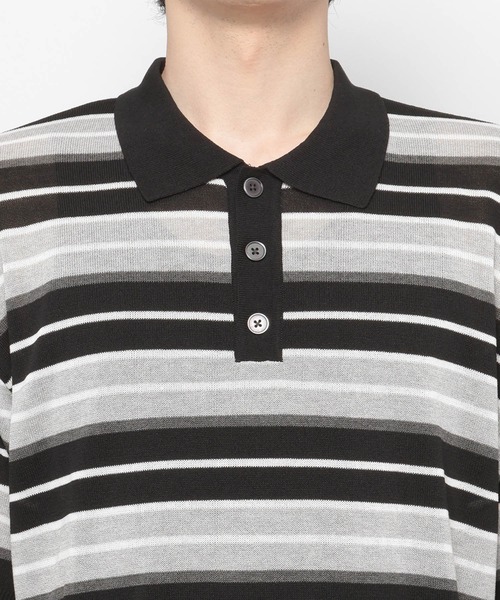 RAGEBLUE(レイジブルー)の「Border Knit Polo Shirt / ボーダーニットポロシャツ(ポロシャツ・メンズ・ブルー/ブラック/パープル・MEDIUM/LARGE)」の14枚目の写真