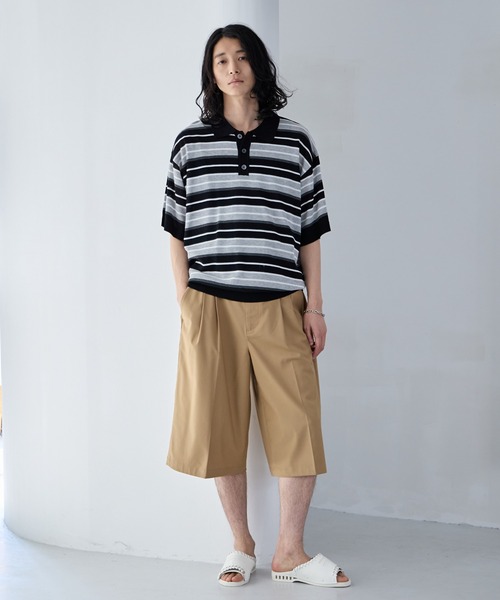 RAGEBLUE(レイジブルー)の「Border Knit Polo Shirt / ボーダーニットポロシャツ(ポロシャツ・メンズ・ブルー/ブラック/パープル・MEDIUM/LARGE)」の4枚目の写真