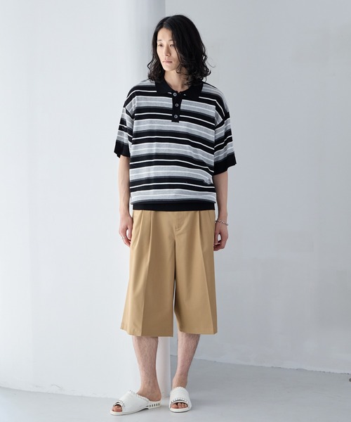 RAGEBLUE(レイジブルー)の「Border Knit Polo Shirt / ボーダーニットポロシャツ(ポロシャツ・メンズ・ブルー/ブラック/パープル・MEDIUM/LARGE)」の5枚目の写真