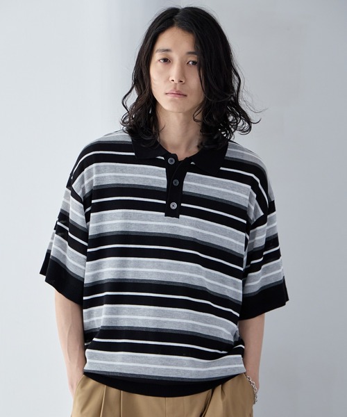 Border Knit Polo Shirt / ボーダーニットポロシャツ（ポロシャツ