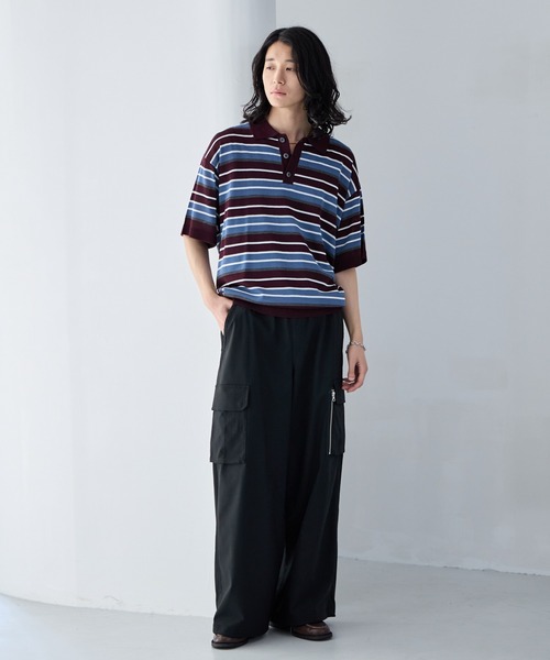 RAGEBLUE(レイジブルー)の「Border Knit Polo Shirt / ボーダーニットポロシャツ(ポロシャツ・メンズ・ブルー/ブラック/パープル・MEDIUM/LARGE)」の17枚目の写真