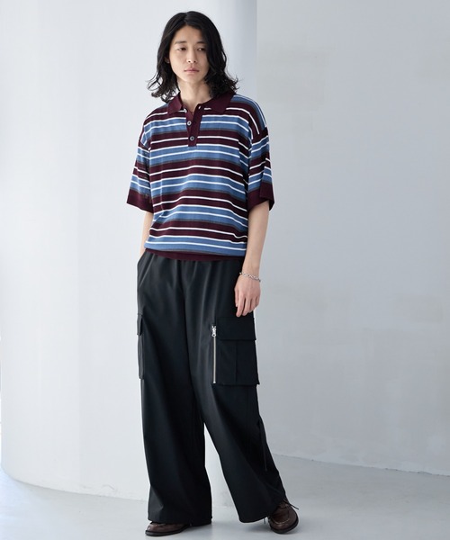 RAGEBLUE(レイジブルー)の「Border Knit Polo Shirt / ボーダーニットポロシャツ(ポロシャツ・メンズ・ブルー/ブラック/パープル・MEDIUM/LARGE)」の18枚目の写真
