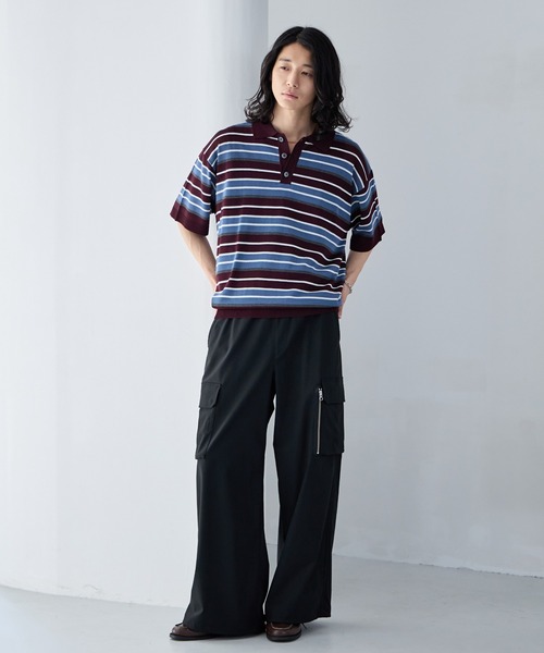 RAGEBLUE(レイジブルー)の「Border Knit Polo Shirt / ボーダーニットポロシャツ(ポロシャツ・メンズ・ブルー/ブラック/パープル・MEDIUM/LARGE)」の19枚目の写真
