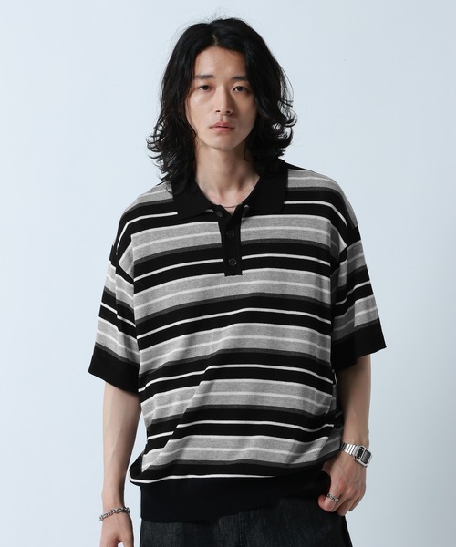 Border Knit Polo Shirt / ボーダーニットポロシャツ（ポロシャツ