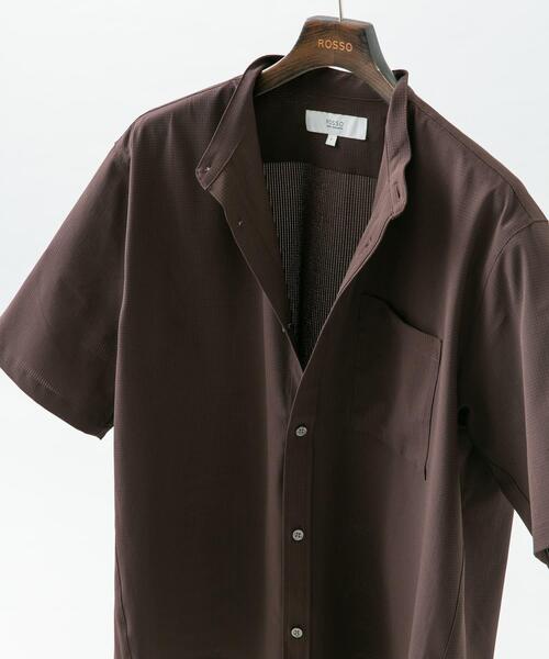 URBAN RESEARCH ROSSO MEN（アーバンリサーチロッソメン）の「『WEB限定』『XLサイズあり』『吸水速乾』Air Stretch バンドカラーシャツ（シャツ/ブラウス・メンズ・ブラウン/ネイビー/チャコールグレー/ブラック・X-LARGE/LARGE/MEDIUM/SMALL）」の3枚目の写真