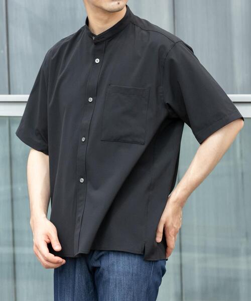 URBAN RESEARCH ROSSO MEN（アーバンリサーチロッソメン）の「『WEB限定』『XLサイズあり』『吸水速乾』Air Stretch バンドカラーシャツ（シャツ/ブラウス・メンズ・ブラウン/ネイビー/チャコールグレー/ブラック・X-LARGE/LARGE/MEDIUM/SMALL）」の2枚目の写真
