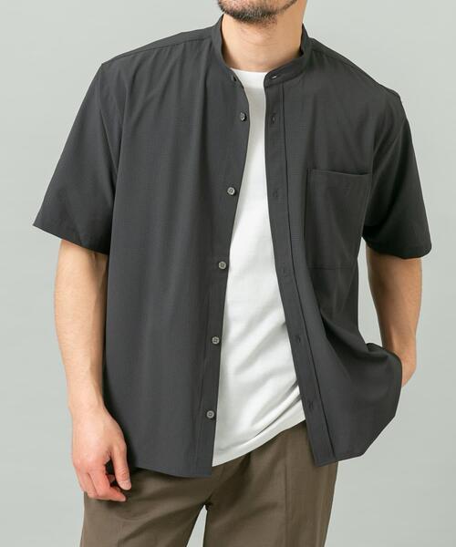 URBAN RESEARCH ROSSO MEN（アーバンリサーチロッソメン）の「『WEB限定』『XLサイズあり』『吸水速乾』Air Stretch バンドカラーシャツ（シャツ/ブラウス・メンズ・ブラウン/ネイビー/チャコールグレー/ブラック・X-LARGE/LARGE/MEDIUM/SMALL）」の8枚目の写真