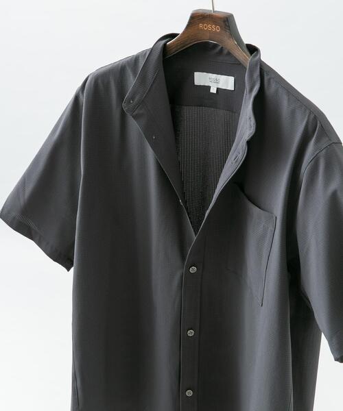 URBAN RESEARCH ROSSO MEN（アーバンリサーチロッソメン）の「『WEB限定』『XLサイズあり』『吸水速乾』Air Stretch バンドカラーシャツ（シャツ/ブラウス・メンズ・ブラウン/ネイビー/チャコールグレー/ブラック・X-LARGE/LARGE/MEDIUM/SMALL）」の11枚目の写真