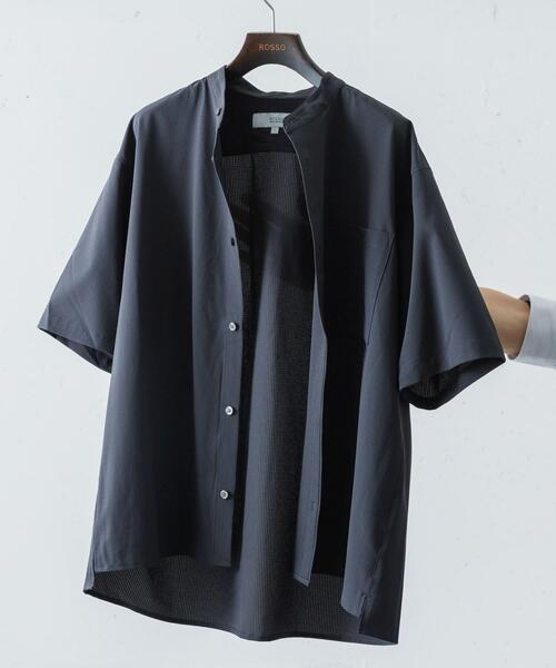 URBAN RESEARCH ROSSO MEN（アーバンリサーチロッソメン）の「『WEB限定』『XLサイズあり』『吸水速乾』Air Stretch バンドカラーシャツ（シャツ/ブラウス・メンズ・ブラウン/ネイビー/チャコールグレー/ブラック・X-LARGE/LARGE/MEDIUM/SMALL）」の15枚目の写真